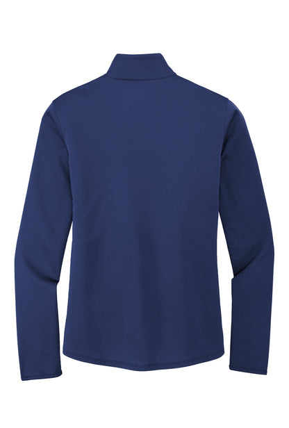 Rear View of Royal/Steel Gy Port Authority Women's Silk Touch Performance 1/4-Zip LK584