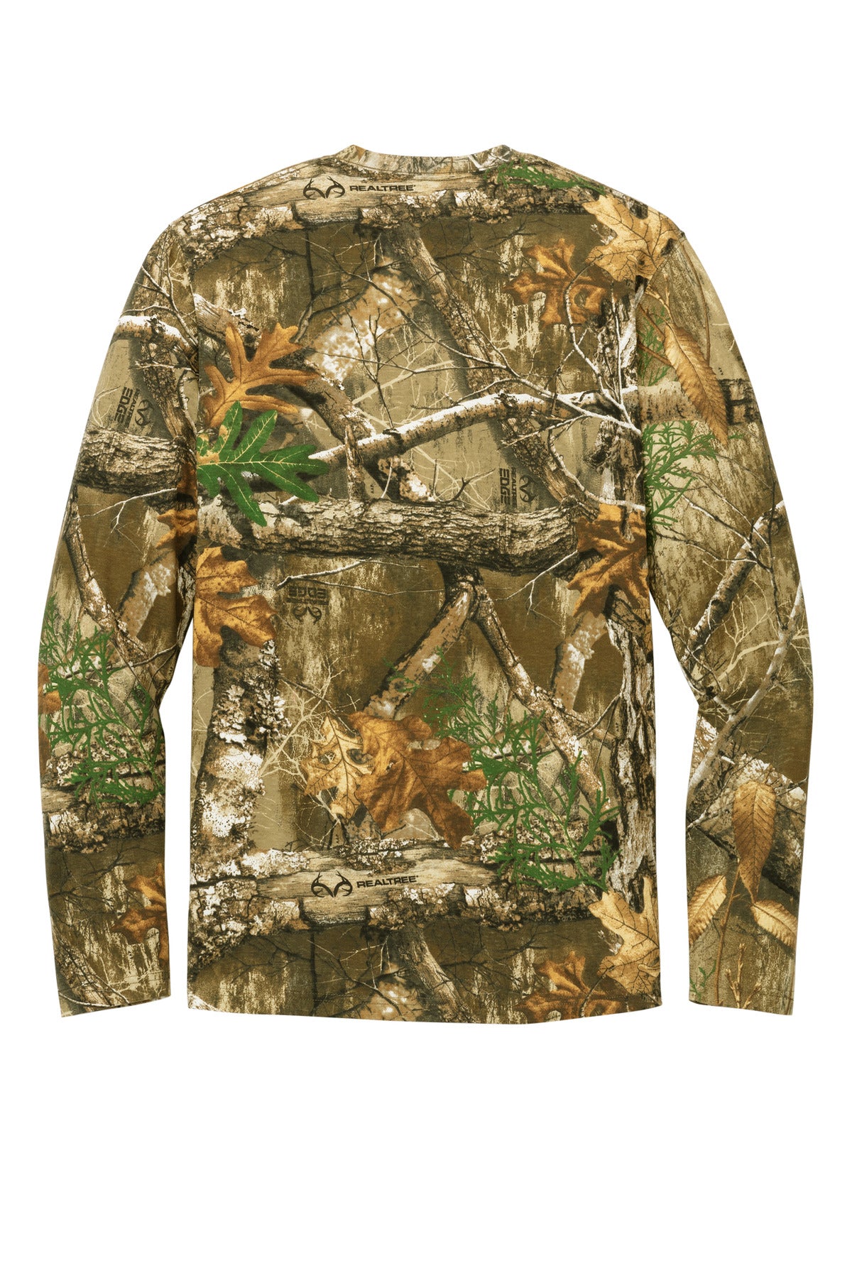 Rear View of RTEdge Russell Outdoors Realtree Long Sleeve Pocket Tee RU100LSP