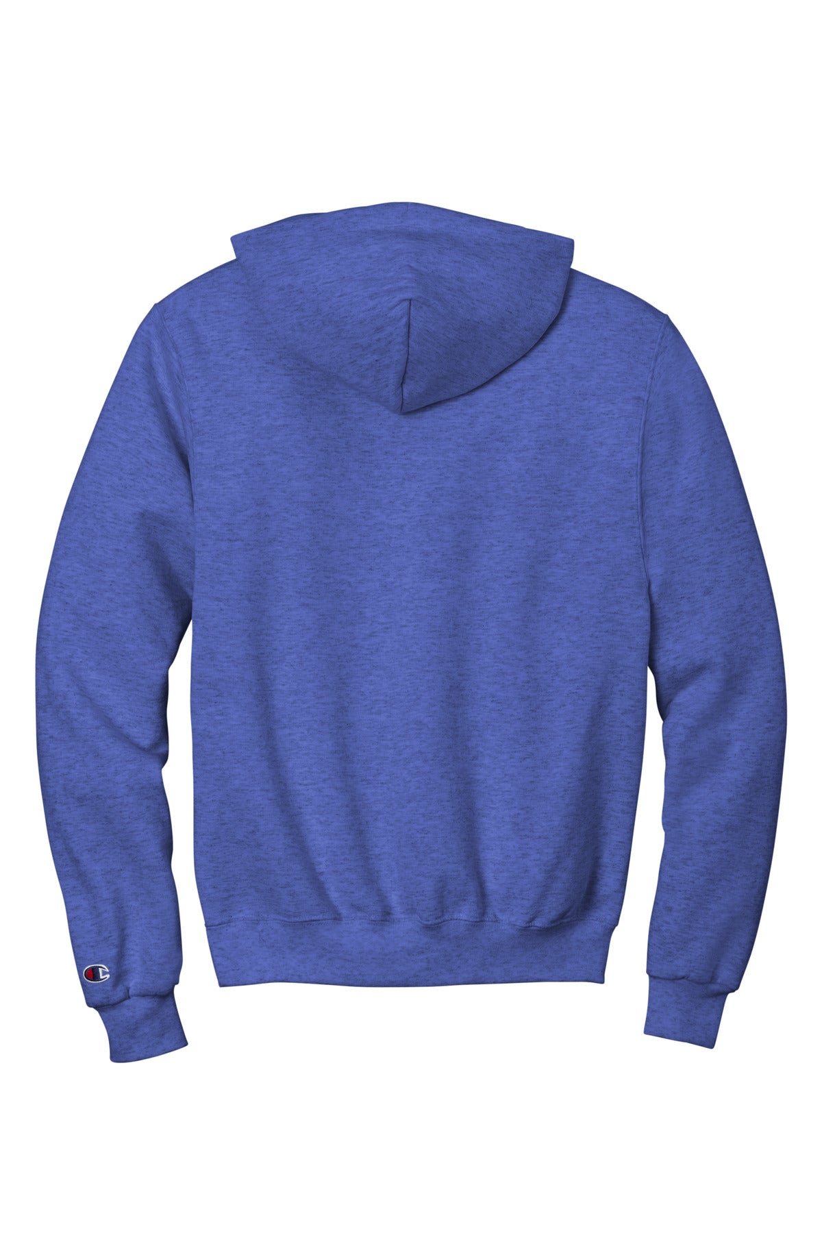 Rear View of RylBluHthr Champion Powerblend Pullover Hoodie. S700