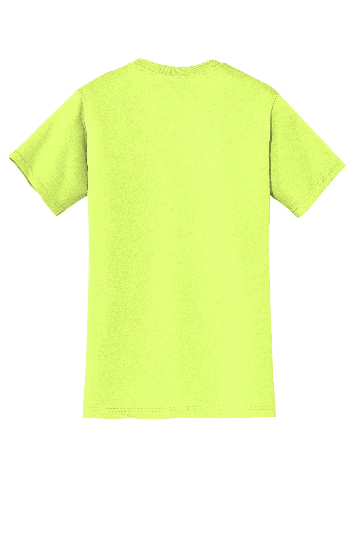 Rear View of Safety Green Jerzees - Dri-Power 50/50 Cotton/Poly Pocket T-Shirt. 29MP