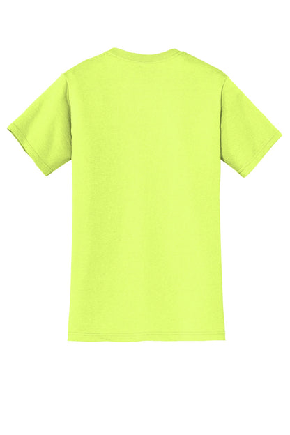 Rear View of Safety Green Jerzees - Dri-Power 50/50 Cotton/Poly Pocket T-Shirt. 29MP