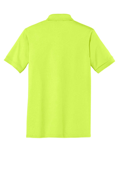 Rear View of Safety Green Port & Company Tall Core Blend Jersey Knit Polo. KP55T