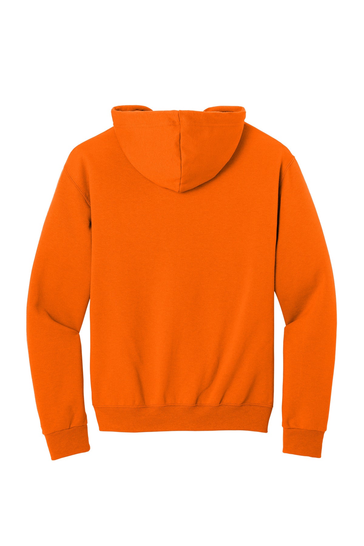 Rear View of Safety Orange Jerzees - NuBlend Full-Zip Hooded Sweatshirt. 993M
