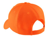 Rear View of Safety Orange Port Authority Solid Enhanced Visibility Cap. C806