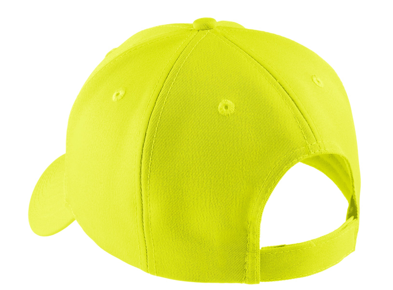 Rear View of Safety Yellow Port Authority Solid Enhanced Visibility Cap. C806