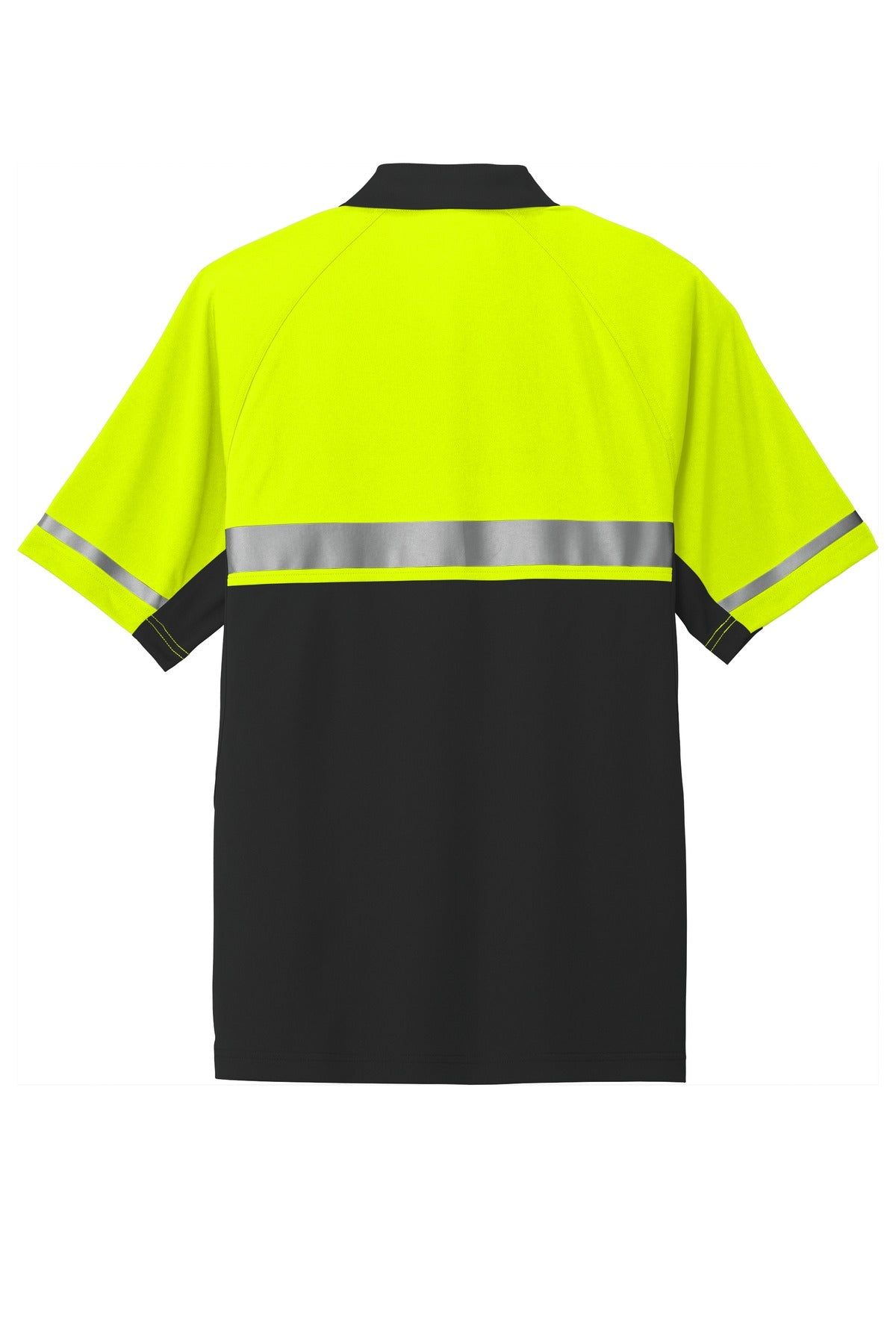 Rear View of Safety Ylw/Blk CornerStone Select Lightweight Snag-Proof Enhanced Visibility Polo CS423