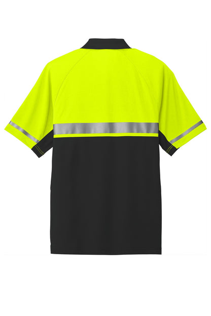 Rear View of Safety Ylw/Blk CornerStone Select Lightweight Snag-Proof Enhanced Visibility Polo CS423