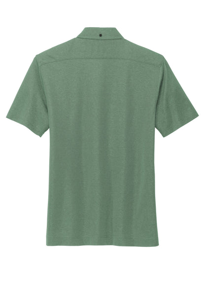 Rear View of SageHthr Mercer+Mettle Stretch Pique Full-Button Polo MM1006