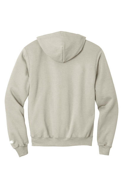 Rear View of Sand Champion Powerblend Pullover Hoodie. S700