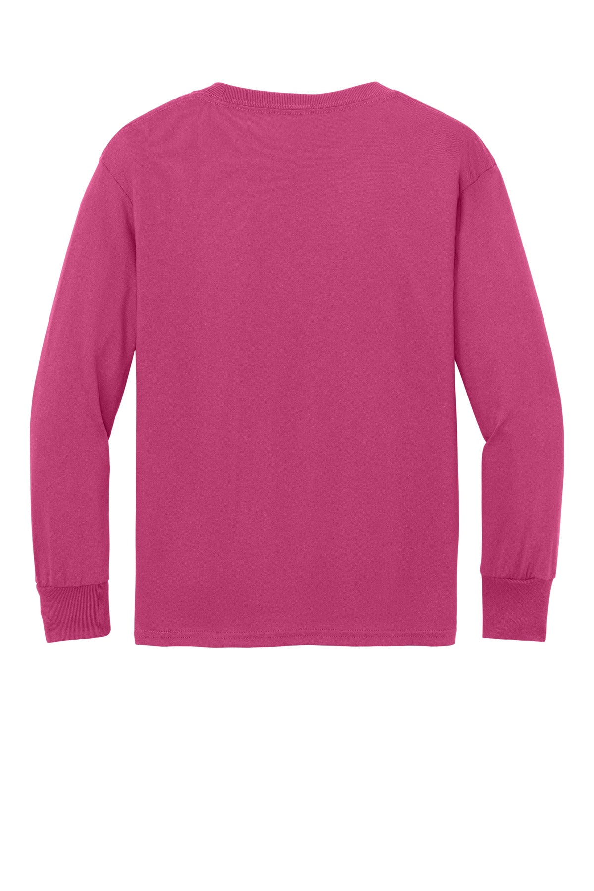 Rear View of Sangria Port & Company Youth Long Sleeve Core Cotton Tee. PC54YLS