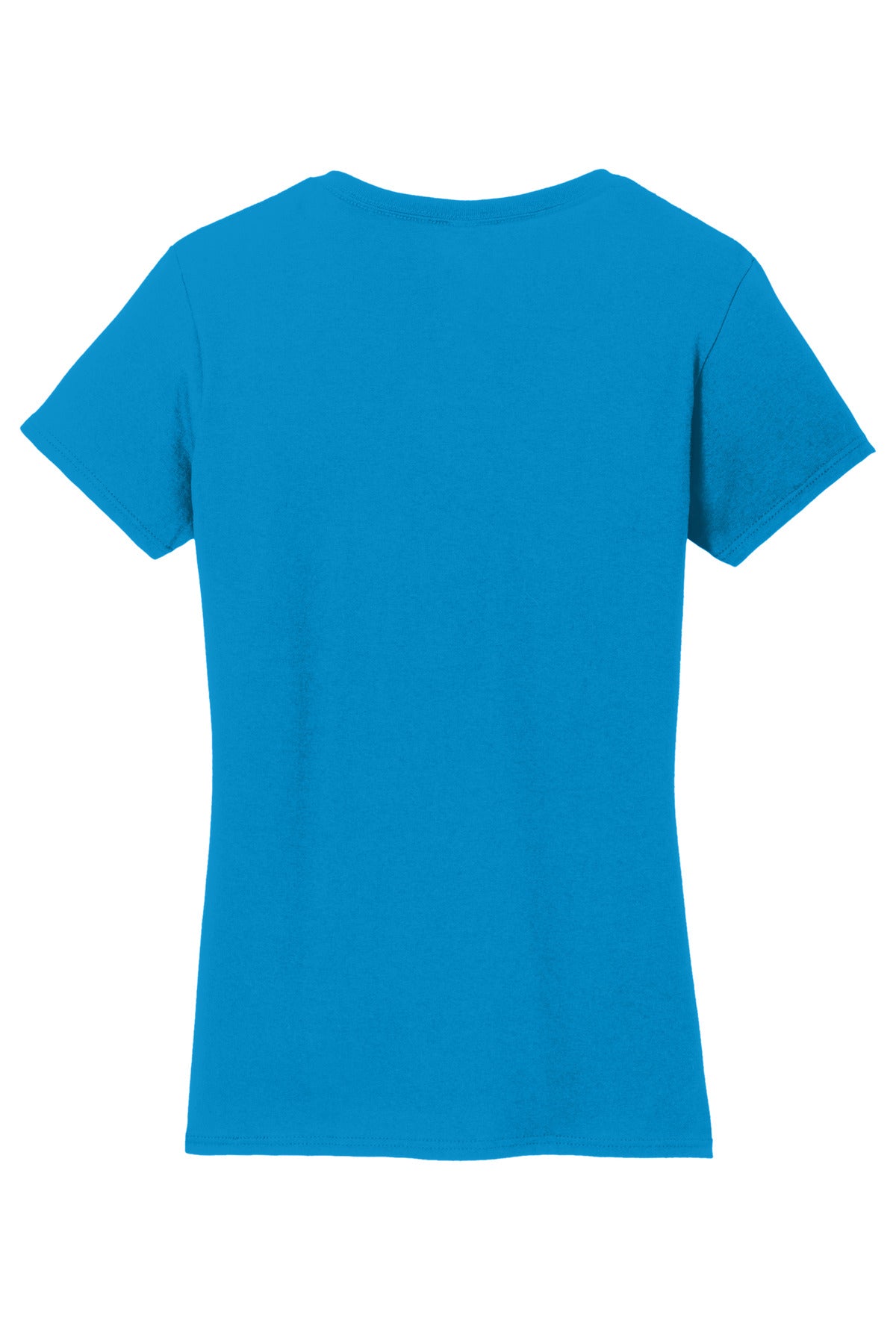 Rear View of Sapphire Gildan Women's Heavy Cotton 100% Cotton V-Neck T-Shirt. 5V00L