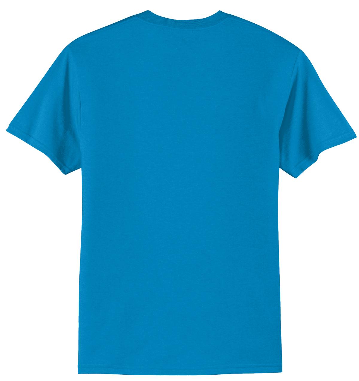 Rear View of Sapphire Port & Company Tall Core Blend Tee. PC55T