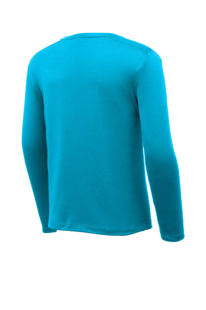 Rear View of Sapphire Sport-Tek Youth Posi-UV Pro Long Sleeve Tee. YST420LS