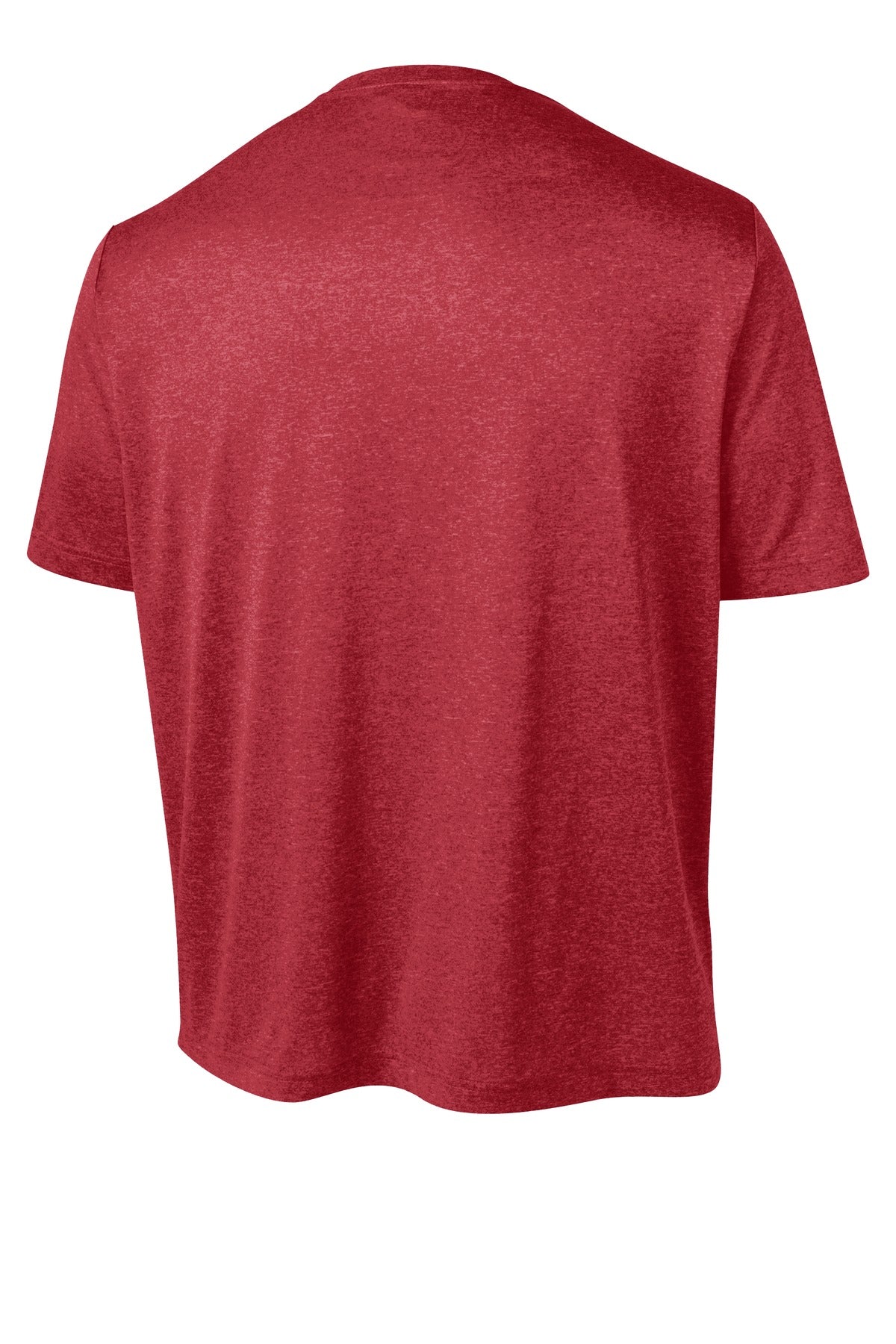 Rear View of Scarlet Hthr Sport-Tek Tall Heather Contender Tee. TST360
