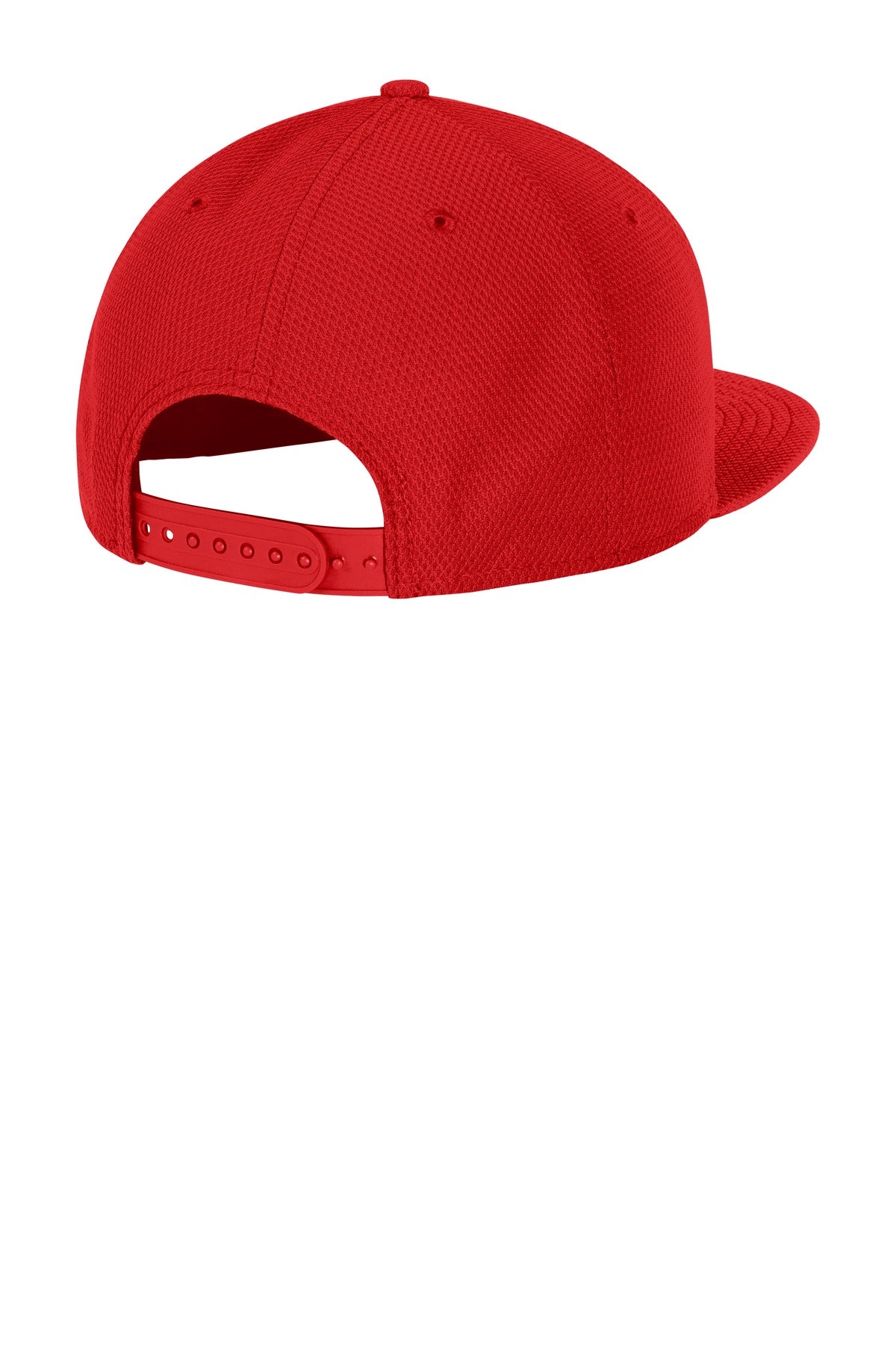 Rear View of Scarlet New Era Original Fit Diamond Era Flat Bill Snapback Cap. NE404