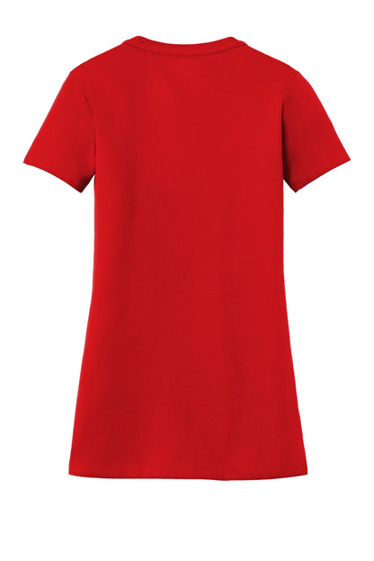 Rear View of Scarlet New Era Women's Heritage Blend V-Neck Tee. LNEA101