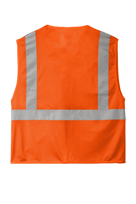 Rear View of SftyOrg CornerStone ANSI 107 Class 2 Economy Mesh Zippered Vest. CSV101