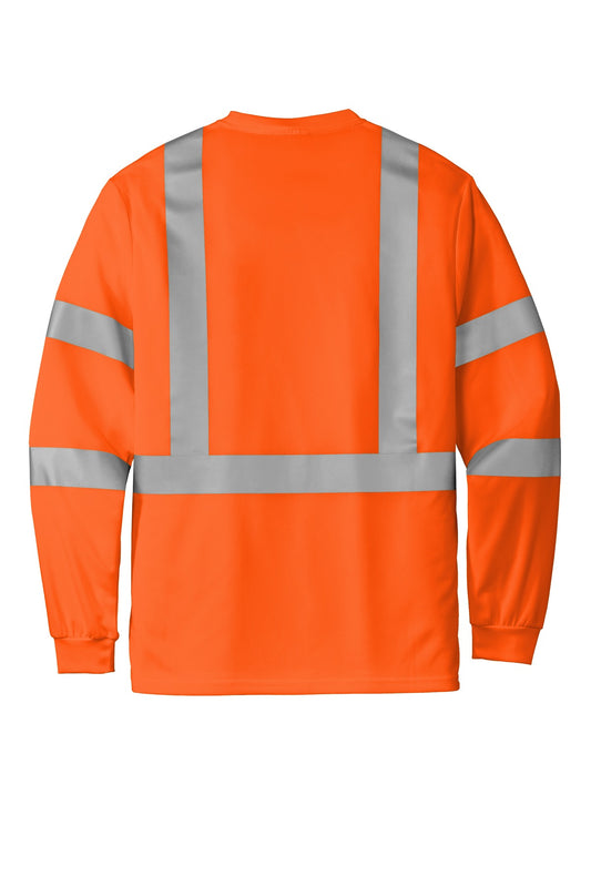 Rear View of SftyOrg CornerStone ANSI 107 Class 3 Mesh Long Sleeve Tee. CS203