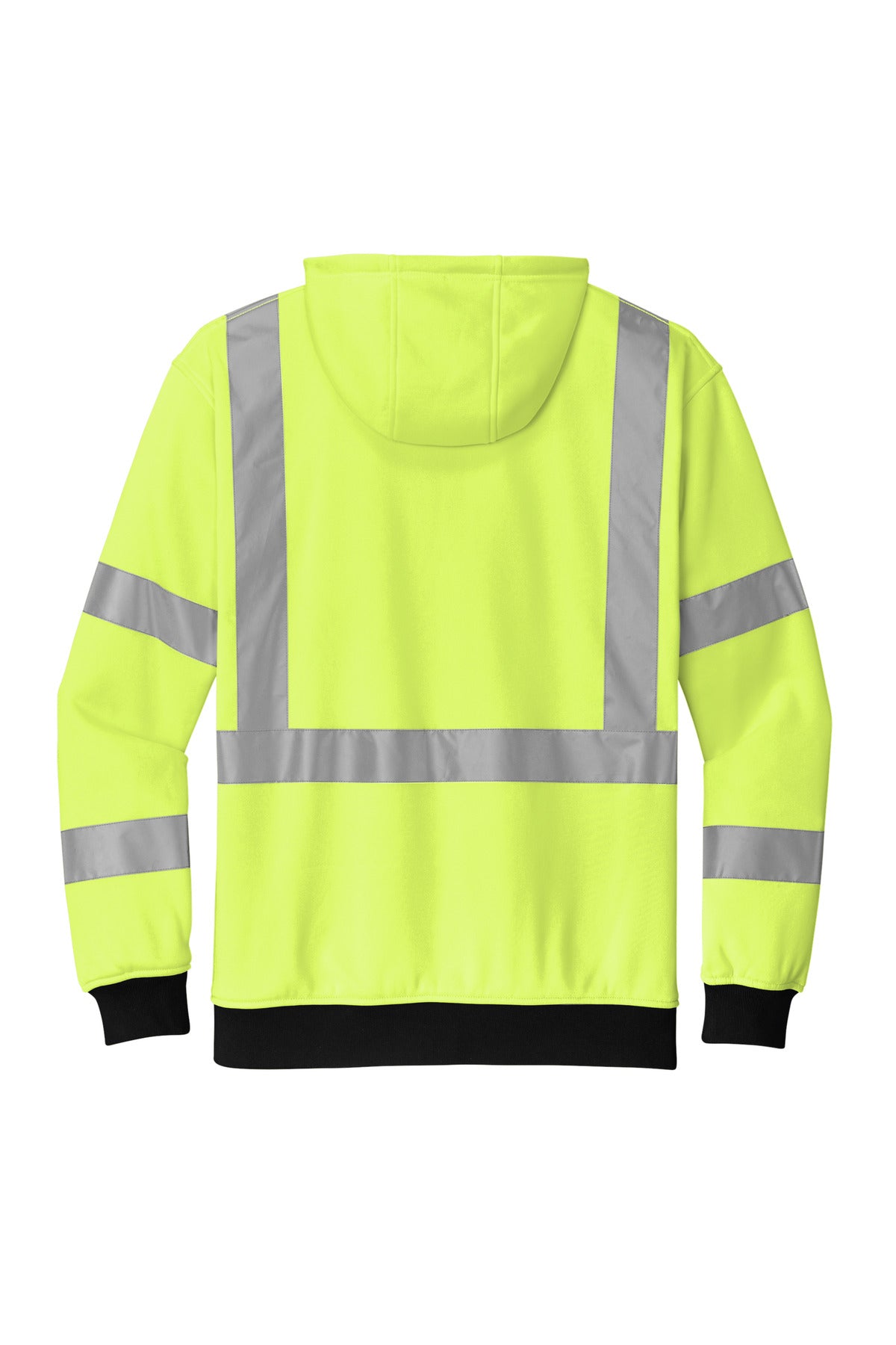 Rear View of SftyYellow CornerStone A107 Class 3 Heavy-Duty Fleece Full-Zip Hoodie CSF300