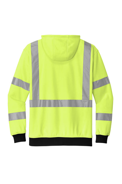 Rear View of SftyYellow CornerStone A107 Class 3 Heavy-Duty Fleece Full-Zip Hoodie CSF300