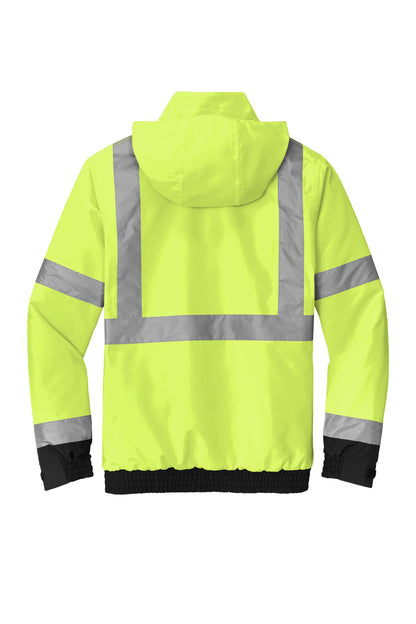 Rear View of SftyYellow CornerStone ANSI 107 Class 3 Economy Waterproof Insulated Bomber Jacket CSJ500