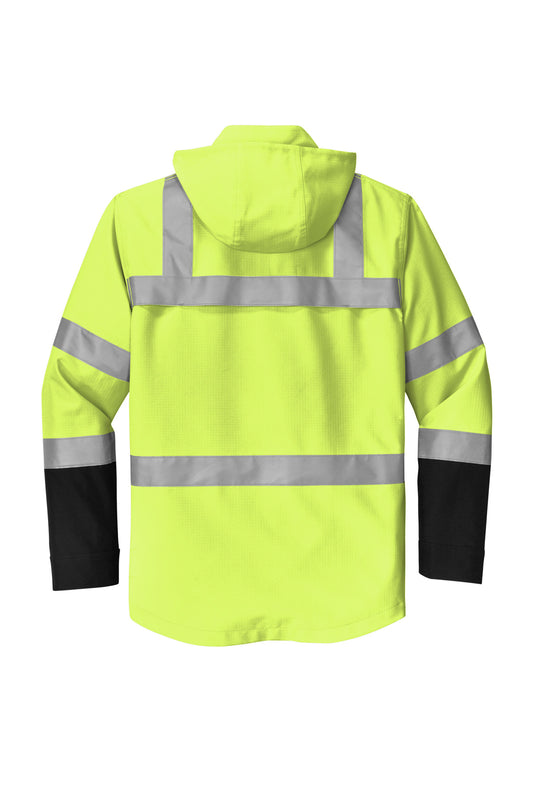 Rear View of SftyYellow CornerStone ANSI 107 Class 3 Waterproof Ripstop 3-In-1 Parka CSJ502