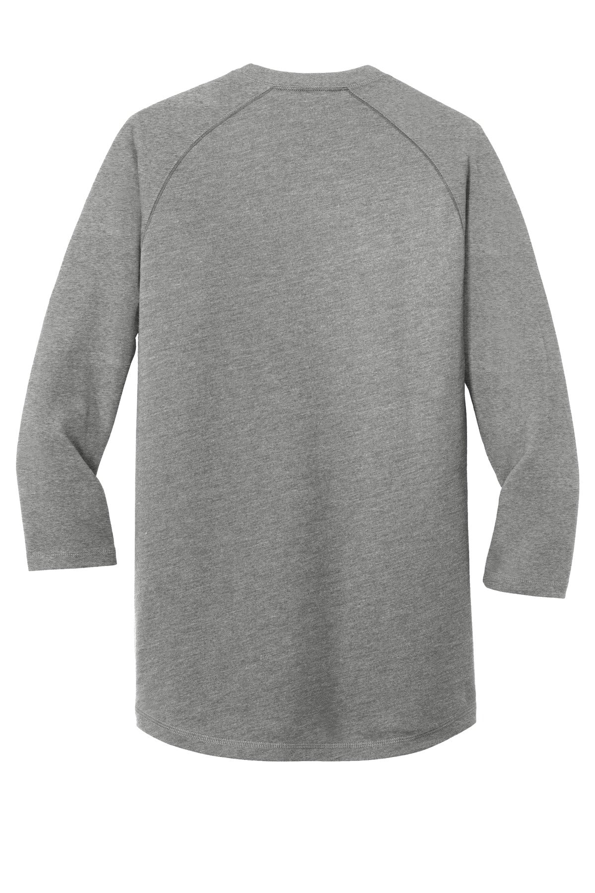 Rear View of Shadow Grey He New Era Heritage Blend 3/4-Sleeve Baseball Raglan Tee. NEA104