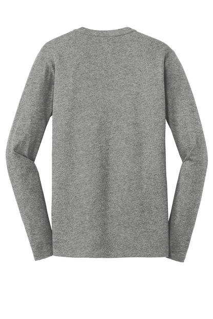 Rear View of Shadow Grey He New Era Heritage Blend Long Sleeve Crew Tee. NEA102