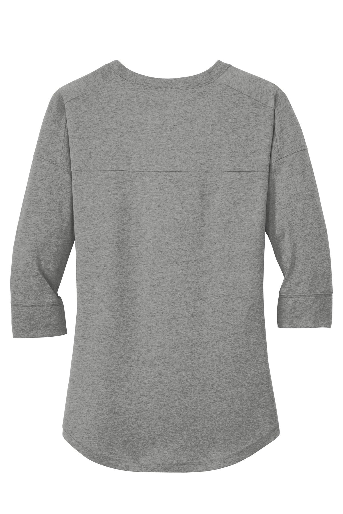Rear View of Shadow Grey He New Era Women's Heritage Blend 3/4-Sleeve Baseball Raglan Tee. LNEA104