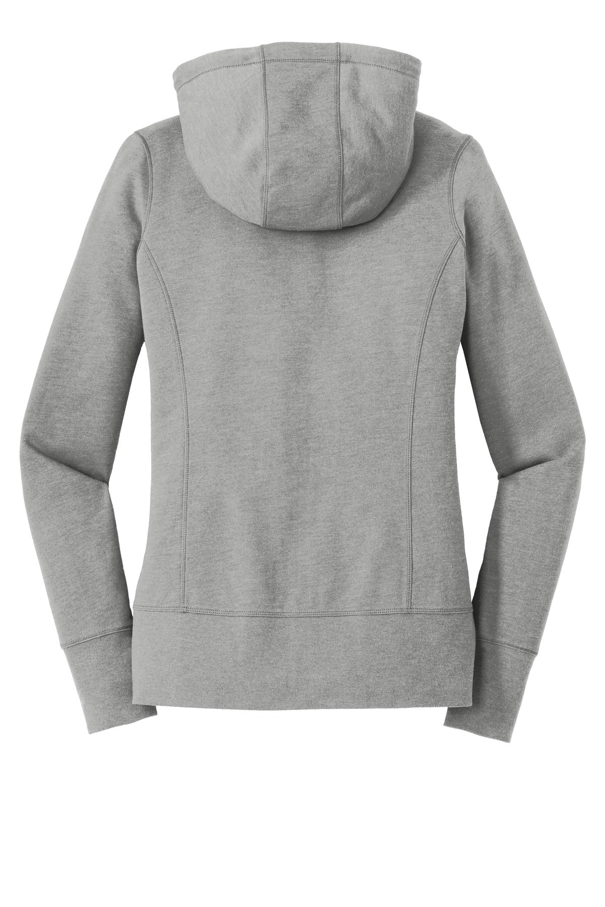Rear View of Shadow Grey He New Era Women's Tri-Blend Fleece Full-Zip Hoodie. LNEA511