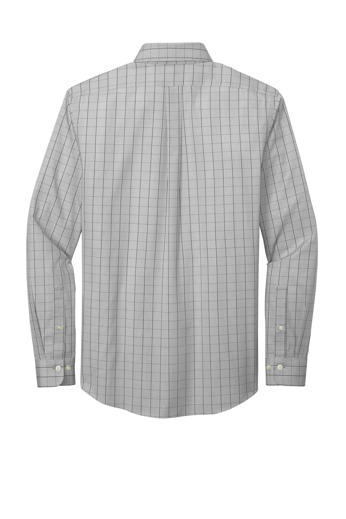 Rear View of ShadowGrey Brooks Brothers Wrinkle-Free Stretch Patterned Shirt BB18008