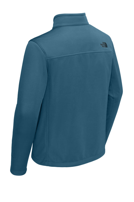 Rear View of ShadyBlue The North Face Chest Logo Ridgewall Soft Shell Jacket NF0A88D5
