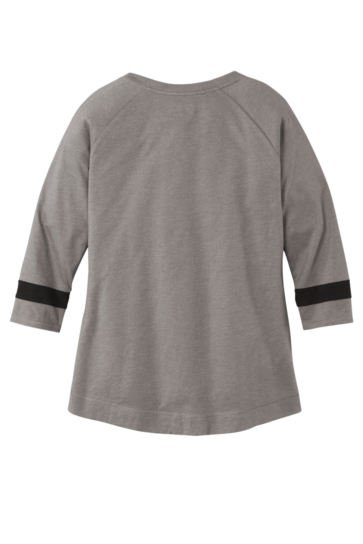 Rear View of ShGy/BlkSd New Era Women's Tri-Blend 3/4-Sleeve Tee LNEA136