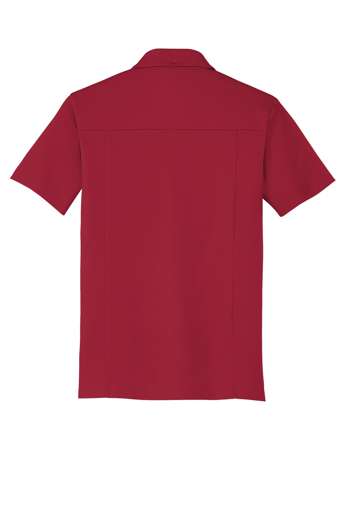 Rear View of Signal Red OGIO Framework Polo. OG125