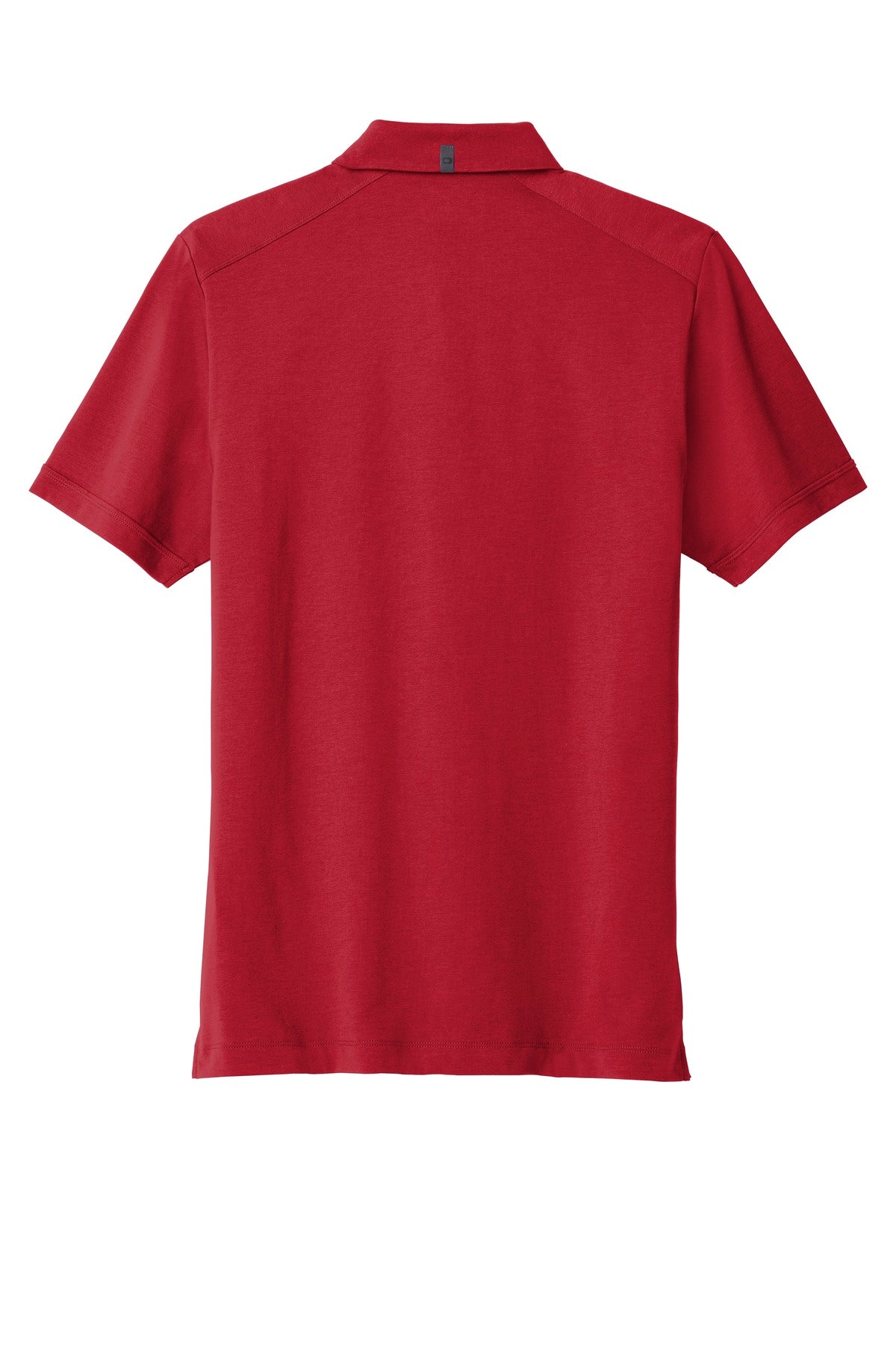 Rear View of Signal Red OGIO Limit Polo. OG138
