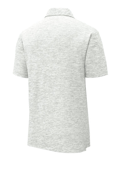 Rear View of Silver Electrc Sport-Tek PosiCharge Electric Heather Polo. ST590