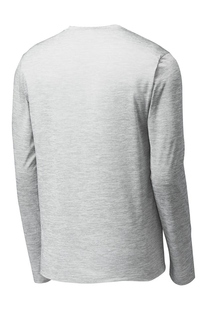 Rear View of Silver Electrc Sport-Tek PosiCharge Long Sleeve Electric Heather Tee. ST390LS