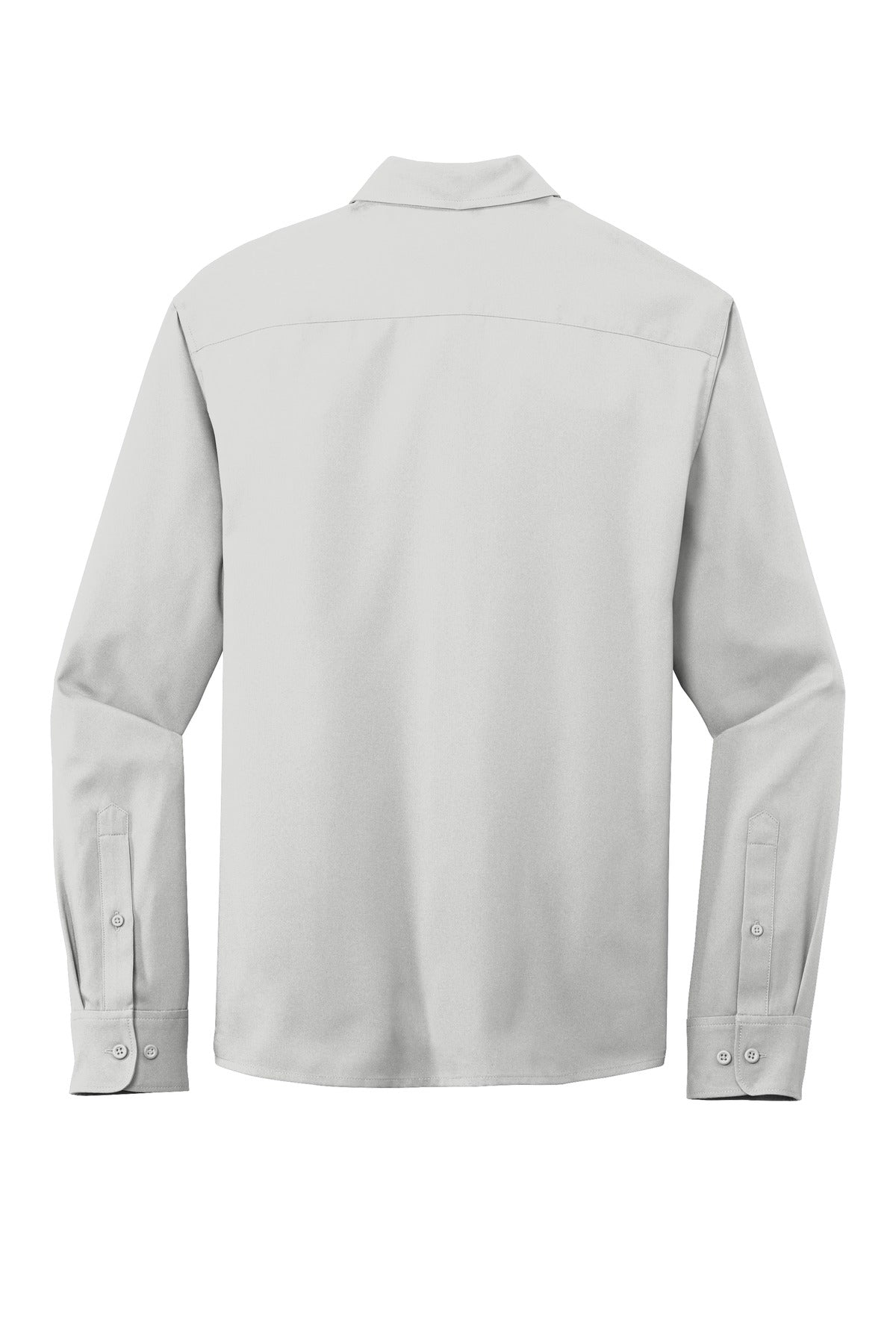 Rear View of Silver Port Authority Long Sleeve Performance Staff Shirt W401