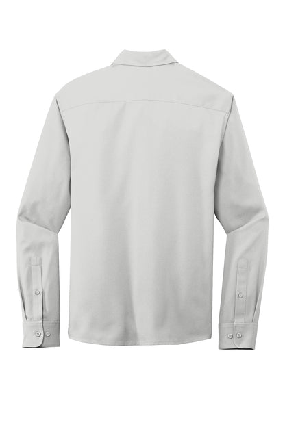 Rear View of Silver Port Authority Long Sleeve Performance Staff Shirt W401