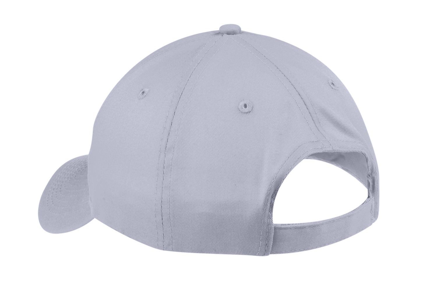 Rear View of Silver Port & Company Six-Panel Twill Cap. CP80