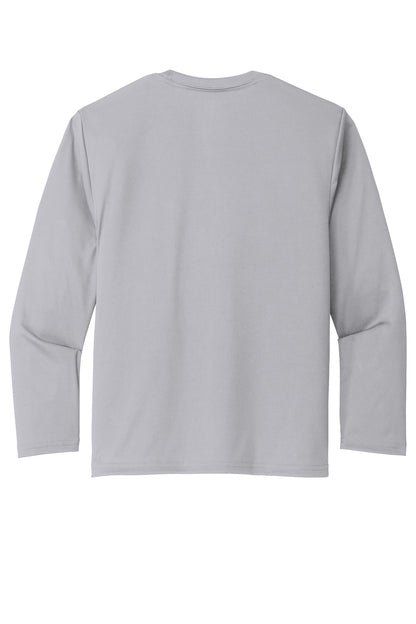 Rear View of Silver Port & Company Youth Long Sleeve Performance Tee PC380YLS