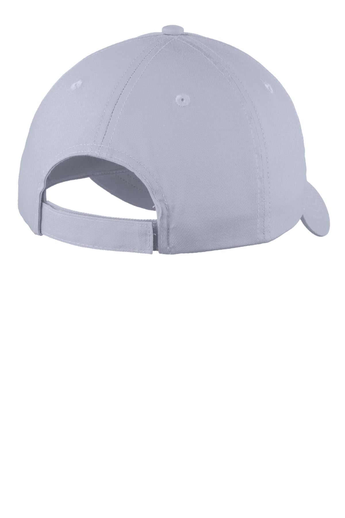 Rear View of Silver Port & Company Youth Six-Panel Unstructured Twill Cap. YC914