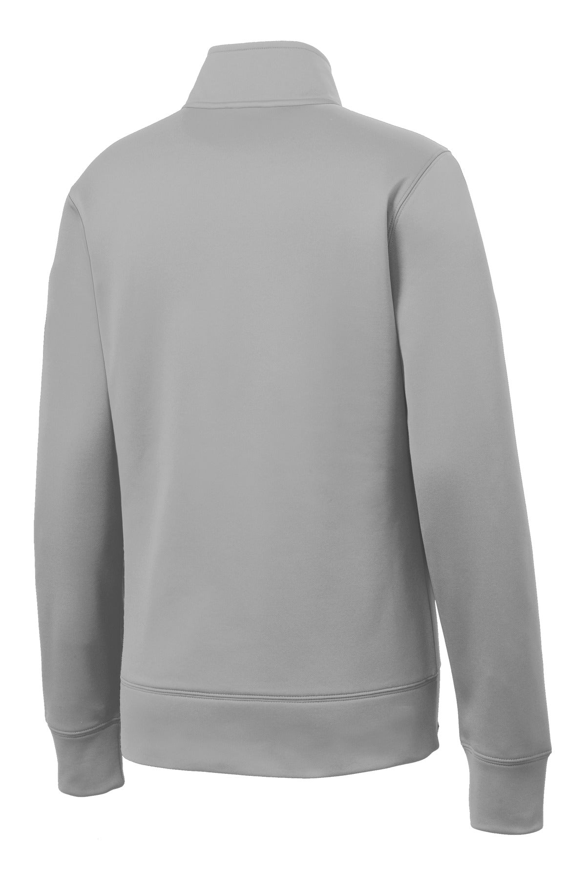 Rear View of Silver Sport-Tek Women's Sport-Wick Fleece Full-Zip Jacket. LST241