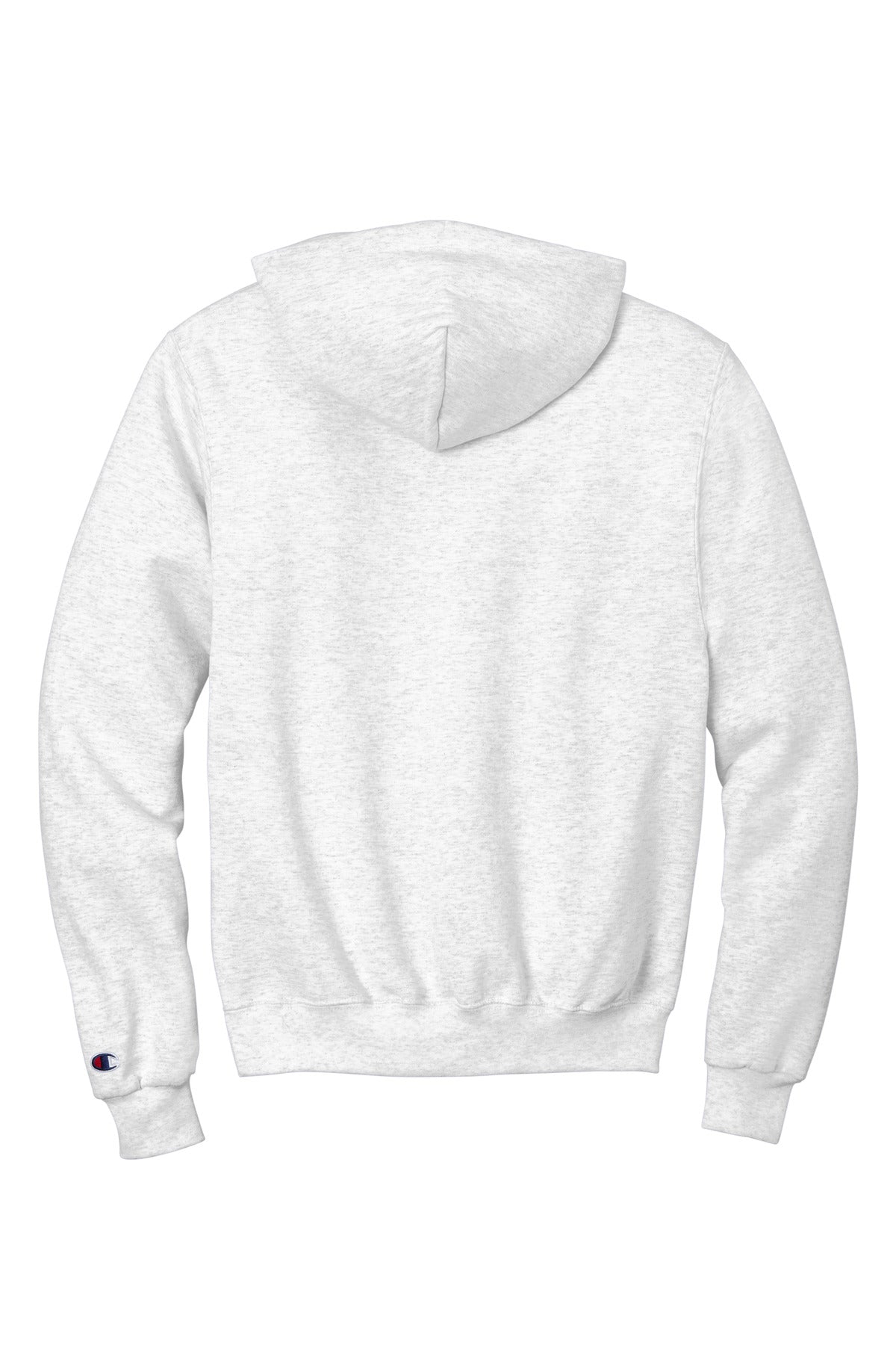 Rear View of SilverGrey Champion Powerblend Pullover Hoodie. S700