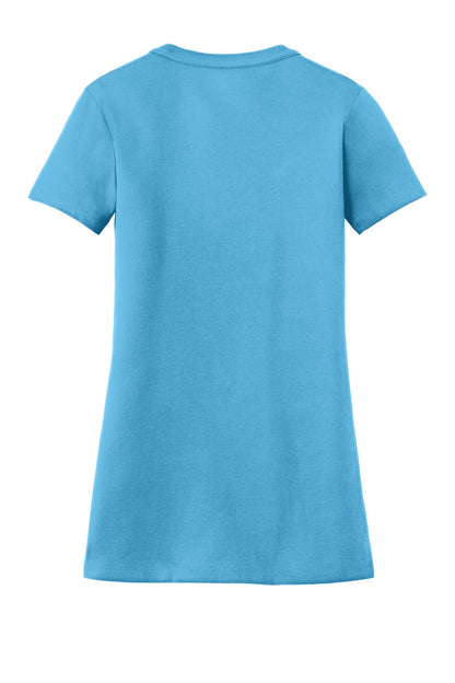 Rear View of Sky Blue New Era Women's Heritage Blend V-Neck Tee. LNEA101