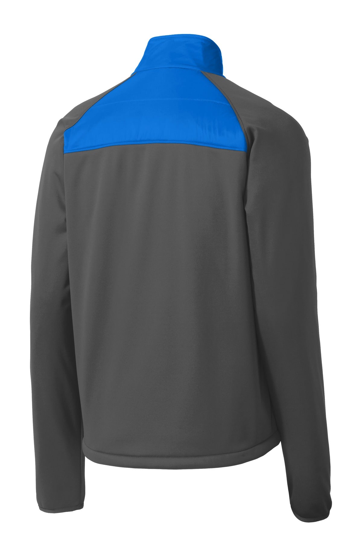 Rear View of Skydvr Bl/GySt Port Authority Hybrid Soft Shell Jacket. J787