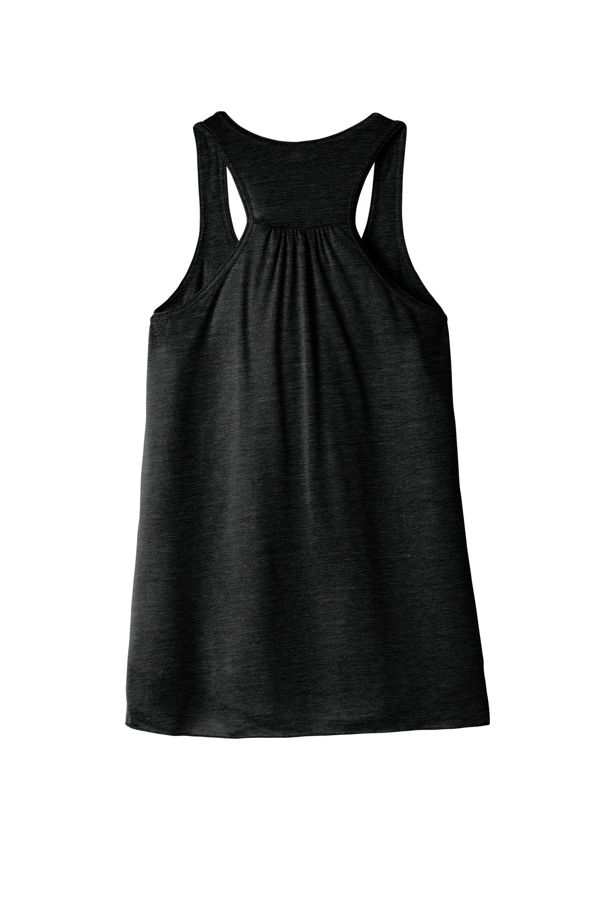 Rear View of Sld Black Slub BELLA+CANVAS Women's Flowy Racerback Tank. BC8800