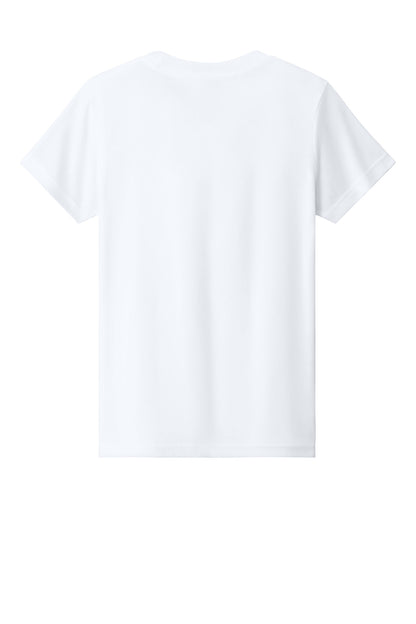 Rear View of SldWhBlend BELLA+CANVAS Youth Heather CVC Tee BC3001YCVC