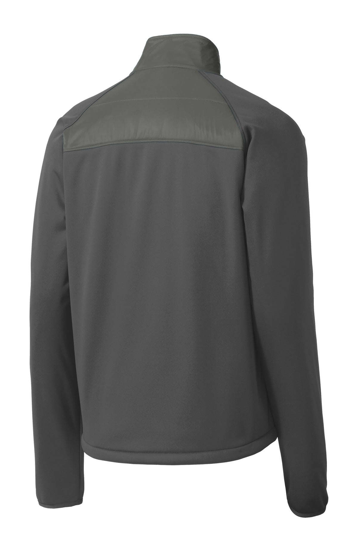 Rear View of Smoke Gy/Gy St Port Authority Hybrid Soft Shell Jacket. J787