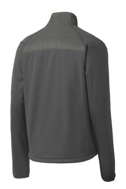 Rear View of Smoke Gy/Gy St Port Authority Hybrid Soft Shell Jacket. J787